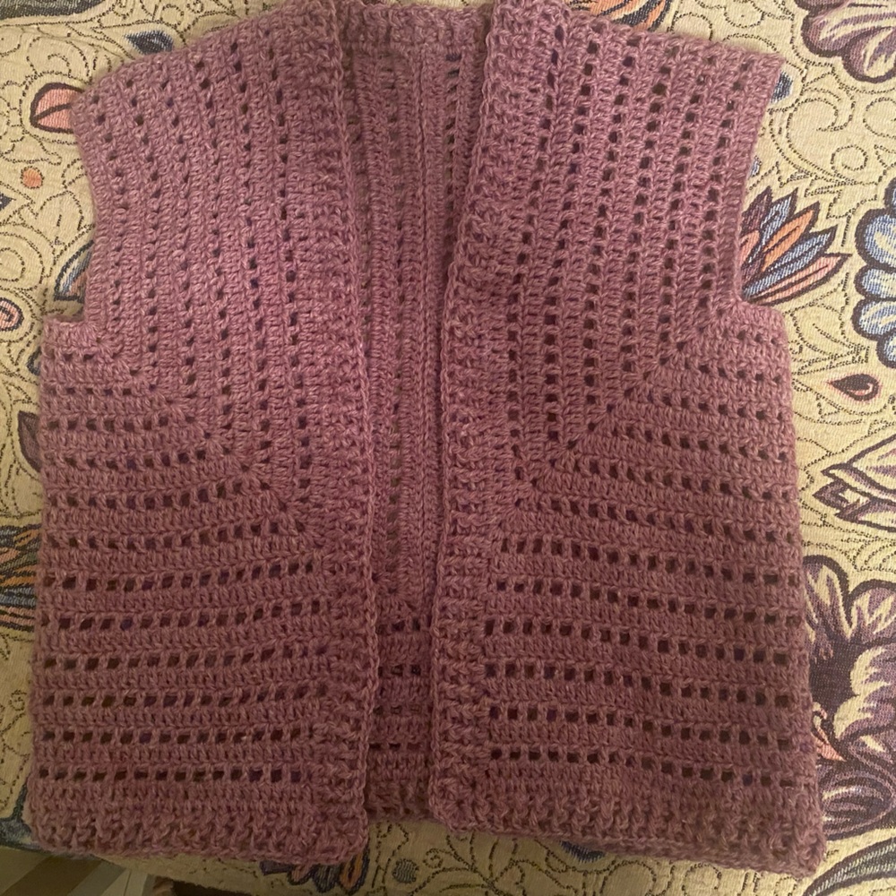 Purple Crochet Knit Sleeveless Jacket